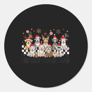 Pegatina Redonda Navidades de perros merry Woofmas Perro Amante del