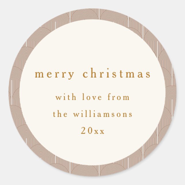 Pegatina Redonda Navidades de Personalizado de líneas geométricas d (Anverso)