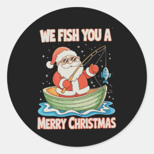 Pegatina Redonda Navidades de pesca de Santa Lucía pescadora Navida