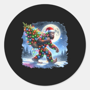 Pegatina Redonda Navidades de pie de página vacacional Sasquatch Xm