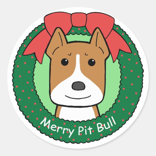 Pegatina Redonda Navidades de Pitbull (Anverso)