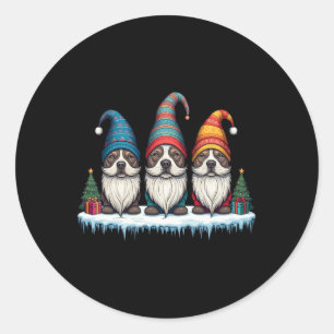 Pegatina Redonda Navidades de Pitbull Gnomies Gnome mujeres hombres