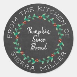 Pegatina Redonda Navidades de pizarra Holly Wreath Kitchen Tratos