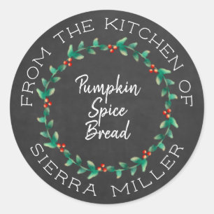 Pegatina Redonda Navidades de pizarra Holly Wreath Kitchen Tratos