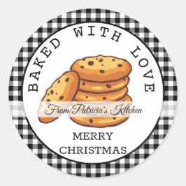 Pegatina Redonda Navidades De Plata Negra Cocinas Horneadas Con Amo