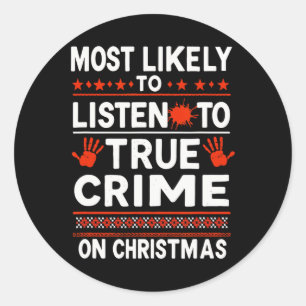 Pegatina Redonda Navidades De Podcast De Misterio De Asesinato - Lo