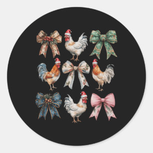 Pegatina Redonda Navidades de pollo de Coquette Bow