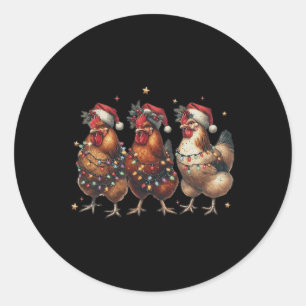Pegatina Redonda Navidades de pollo de cosecha de carne de animales