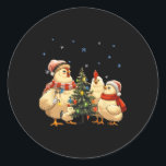 Pegatina Redonda Navidades de pollo iluminan granja animal Graciosa<br><div class="desc">Navidades de pollo iluminan granja animal Graciosa Navidad Hombres Mujeres 1</div>