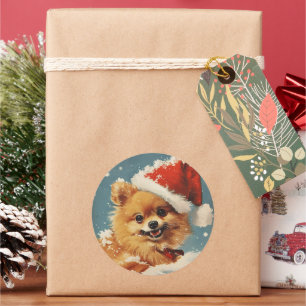 Pegatina Redonda Navidades de Pomerania