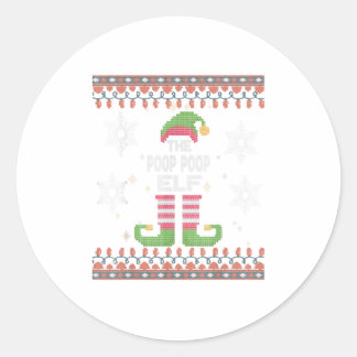 Pegatina Redonda Navidades de Poop Elf Ugly