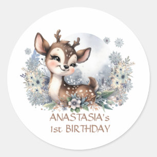 Pegatina Redonda Navidades de primer cumpleaños personalizados ador