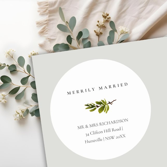 Pegatina Redonda Navidades de ramas de Pine se dirigen a recién cas (Subido por el creador)