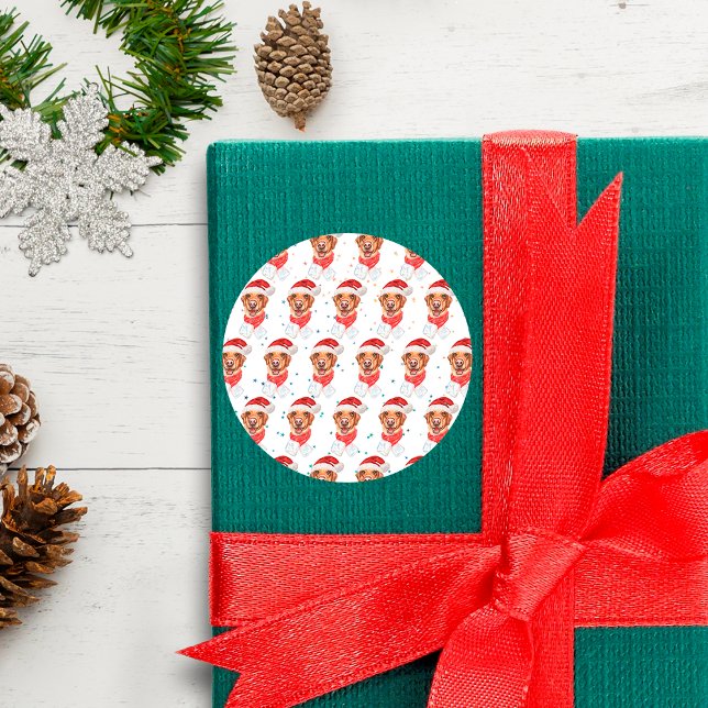 Pegatina Redonda Navidades de raza de perro de Labrador (Subido por el creador)