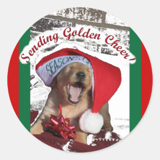 Pegatina Redonda Navidades DE RECUPERACIÓN DE GOLDEN RETRIEVE DE Se