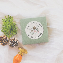 Pegatina Redonda Navidades de redondeo de follaje de madera de colo