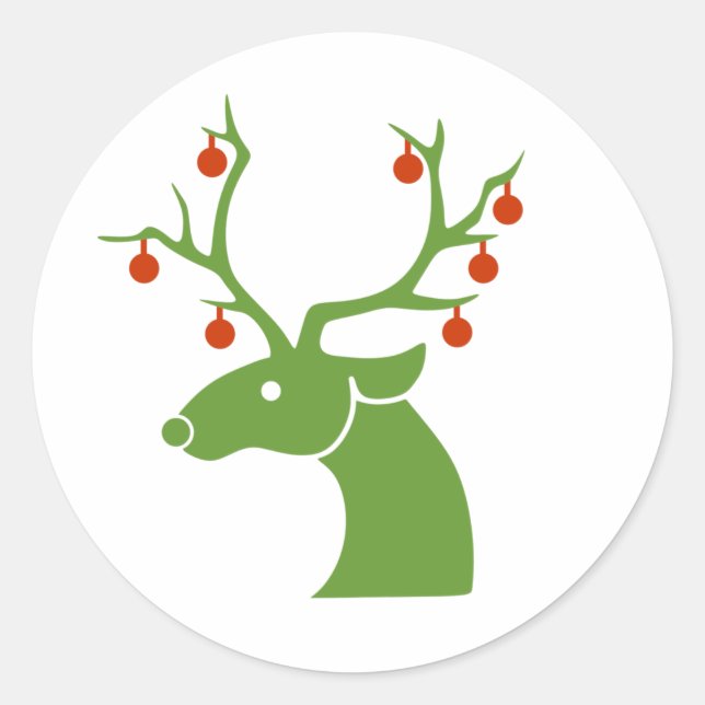 Pegatina Redonda Navidades de renos (Anverso)
