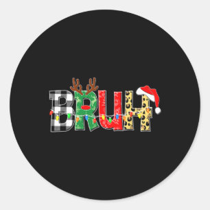 Pegatina Redonda Navidades de renos Bruh Rudolph Pajamas Holiday Xm