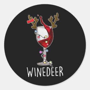 Pegatina Redonda Navidades de renos de cerveza Reinbeer Winedeer Xm