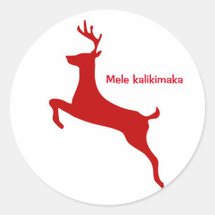 Pegatina Redonda Navidades de renos de Mele Kalikimaka