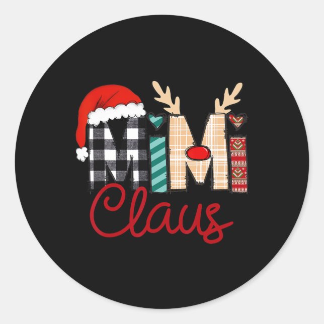 Pegatina Redonda Navidades de renos de Mimi Claus (Anverso)