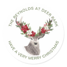 Navidades de renos de Poinsettia