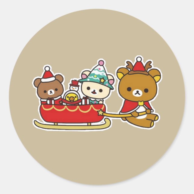 Pegatina Redonda Navidades de Rilakkuma (Anverso)