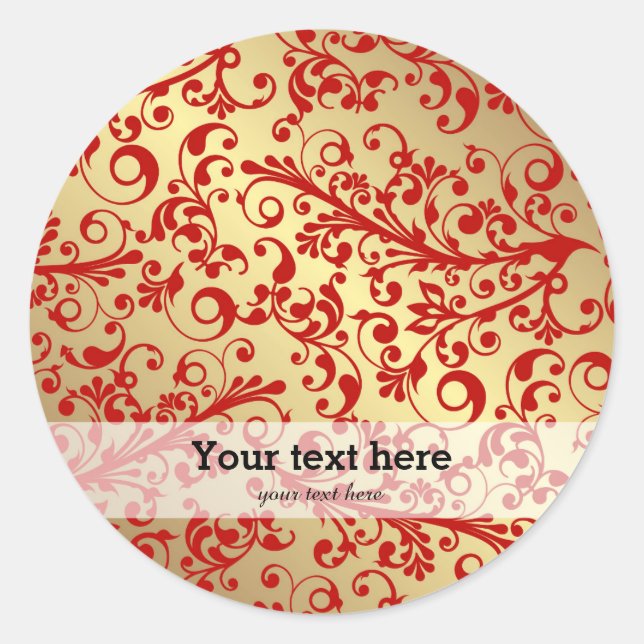 Pegatina Redonda Navidades de rojo y oro (Anverso)