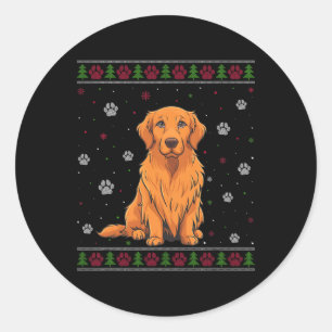 Pegatina Redonda Navidades de Rottweiler Sweater Xmas Mascota Anima