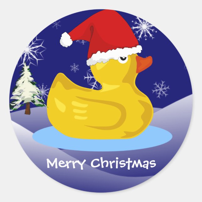 Pegatina Redonda Navidades de Rubber Ducky (Anverso)