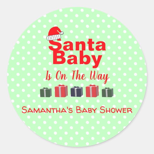 Pegatina Redonda Navidades de Santa Bebé Baby Shower (Anverso)