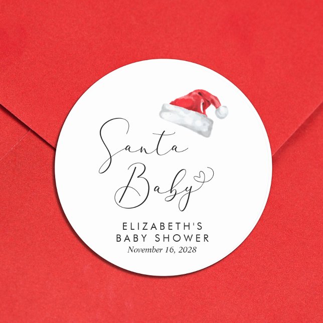 Pegatina Redonda Navidades de Santa Bebé Baby Shower (Subido por el creador)