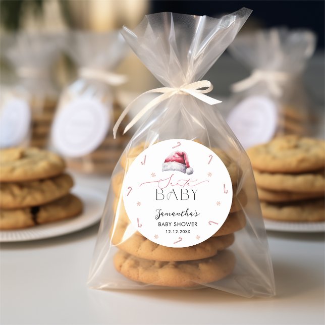 Pegatina Redonda Navidades de Santa Bebé Baby Shower (Subido por el creador)
