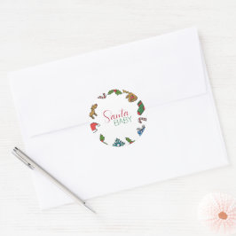 Pegatina Redonda Navidades de Santa Bebé Baby Shower neutral de gén