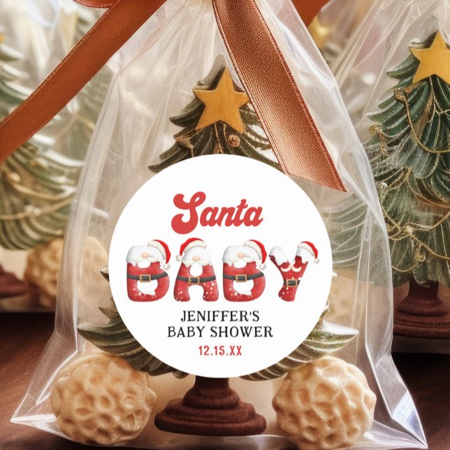 Pegatina Redonda Navidades de Santa Bebé Cuate Baby Shower (Subido por el creador)