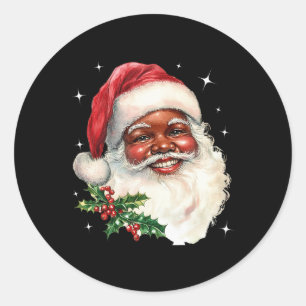 Pegatina Redonda Navidades de Santa Claus se enfrentan a un viejo P