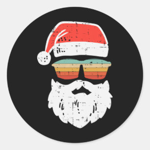 Pegatina Redonda Navidades de Santa Face Retro Sungles Noches Hombr