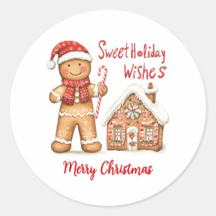 Pegatina Redonda Navidades de Santa Gingerbread
