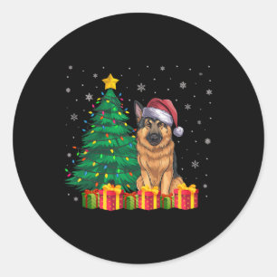 Pegatina Redonda Navidades de Santa Hat alemanes feos alumbran