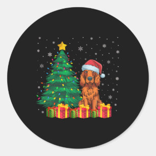 Pegatina Redonda Navidades de Santa Hat, el sepelio irlandés, alumb