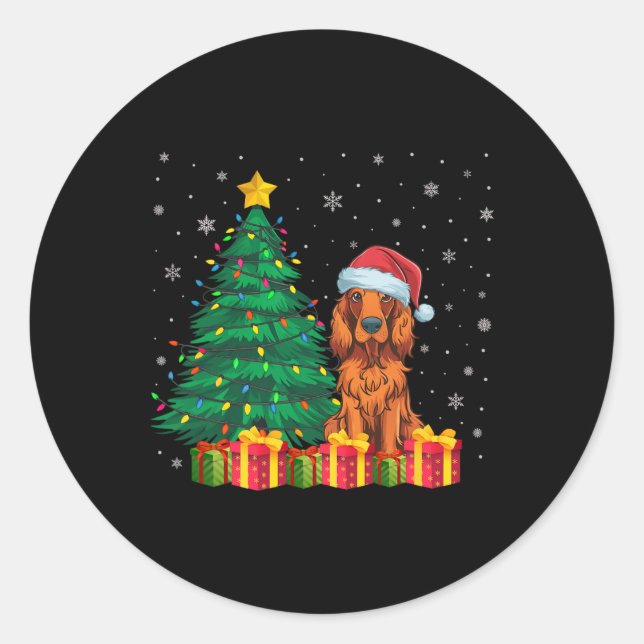 Pegatina Redonda Navidades de Santa Hat, el sepelio irlandés, alumb (Anverso)