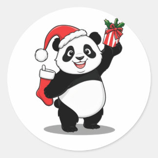 Pegatina Redonda Navidades de Santa Panda