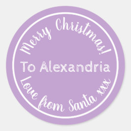 Pegatina Redonda Navidades De Santa Personalizada Purple Lilac
