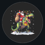 Pegatina Redonda Navidades de Santa Riding Dinosaur T Rex Hombres X<br><div class="desc">Navidades de Rex de Dinosaurio de Santa Riding</div>