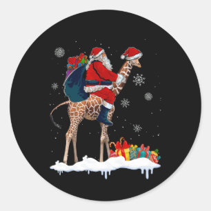 Pegatina Redonda Navidades de Santa Riding Pajama Santa Lover