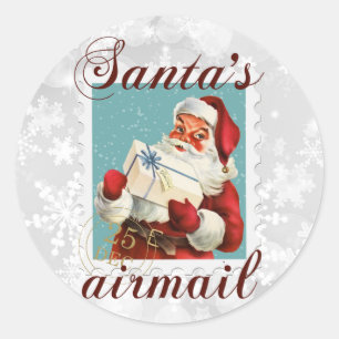 Pegatina Redonda Navidades de Santa's Airmail