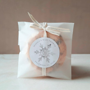 Pegatina Redonda Navidades de Snowflake, Purpurinoso de Burgos de P