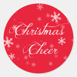 Pegatina Redonda Navidades De Snowflake Saludan Sobre Rojo