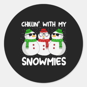 Pegatina Redonda Navidades De Snowman Chillin Con Mis Nieves Feo Gi