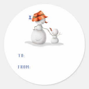 Pegatina Redonda Navidades De Snowman De La Abuela Cuta